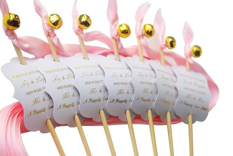 Kingsnow 100 Pack Wedding Ribbon Wand Favor Tags, Ribbon Wands Send Off Tag Exit Wand Tags for Wedding Wands - Image 2